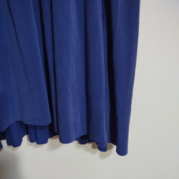 Free People Sz L Cobalt Blue Jersey Knit Front Wrap Dress Short V-Neck Raw Hem - Picture 5 of 8